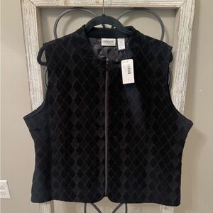 Chico’s Travelers Black Diamond Quilted‎ Zip Vest Size 3 XL NWT